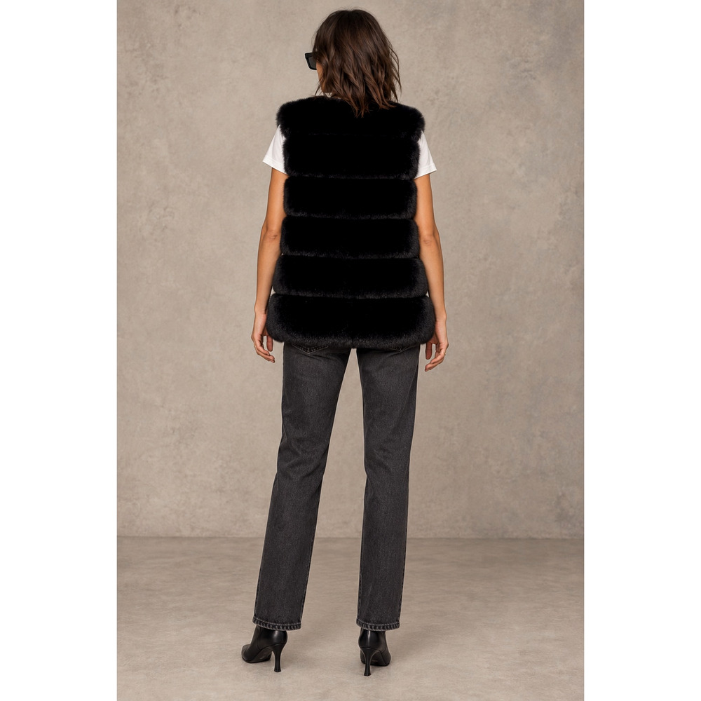 Anthropologie x Apparis L Mink Maya Faux Fur Vest $395 Long Coat Black NEW! - Picture 5 of 11